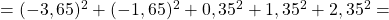  =(-3,65)^{2}+(-1,65)^{2}+0,35^{2}+1,35^{2}+2,35^{2}= 