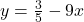  y = \frac{3}{5} - 9x